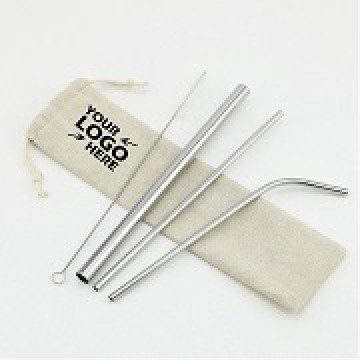 4 in 1 Stainless Steel Drinking Straws Set with Cleaning Brush
